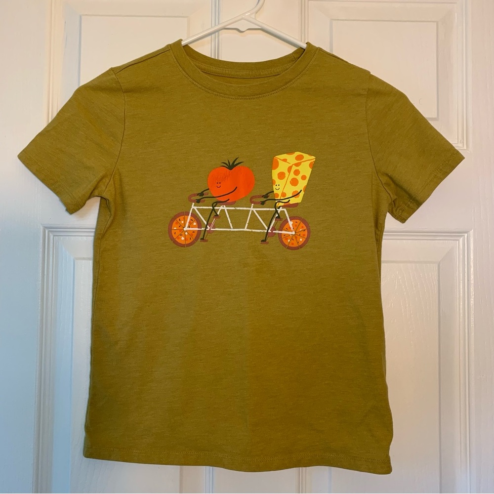 ⚡️3/$12! CAT AND JACK - tomato and cheese riding pizza bike T-shirt